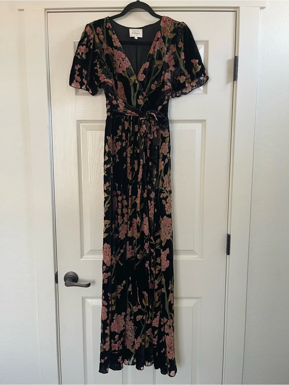 Women’s Bohme Jada Velvet Floral Maxi Dress Black Size S - Picture 4 of 8